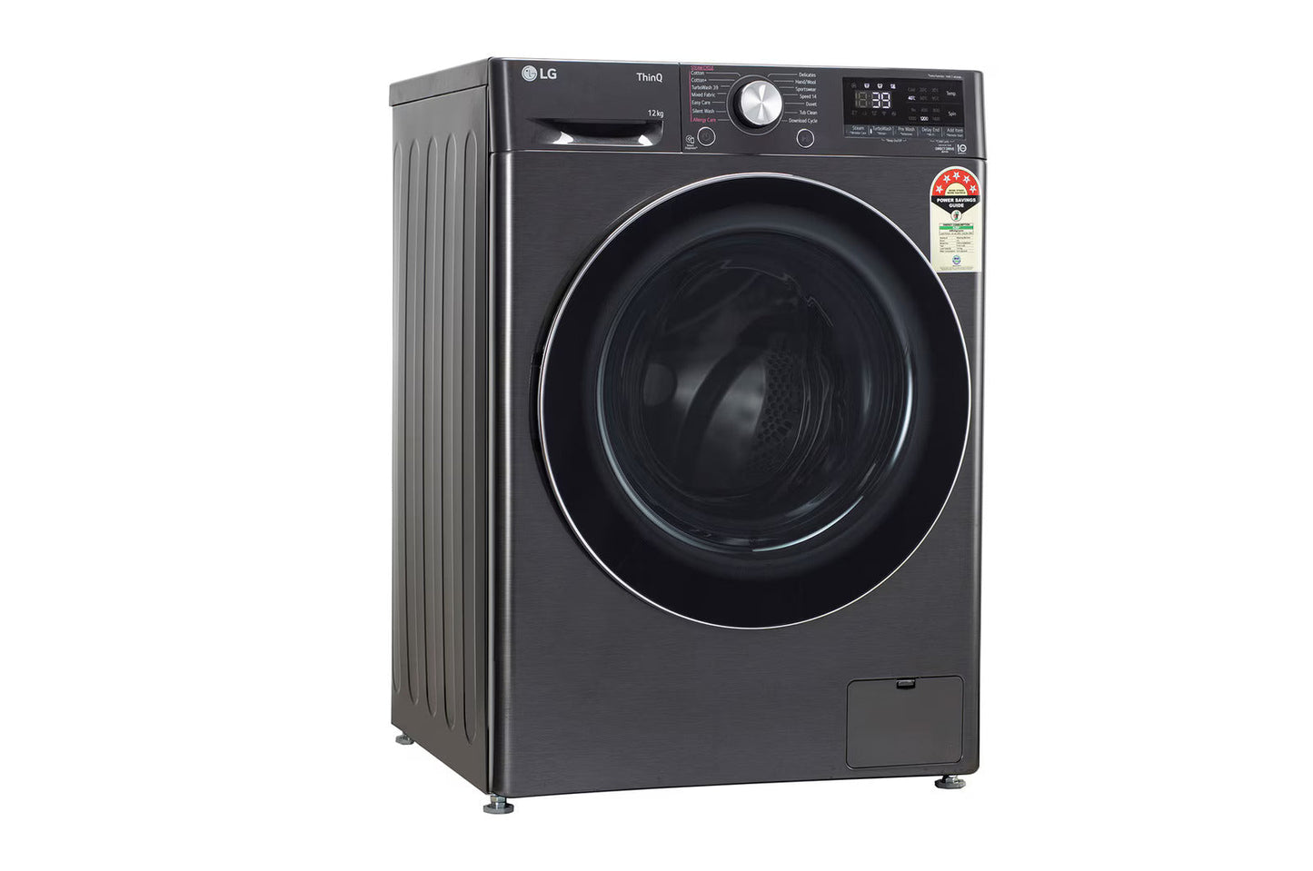 LG FHP1412Z9B 12 Kg 5 Star AI Direct Drive Front Load Washing Machine with TurboWash 360° & Steam+ – Platinum Black