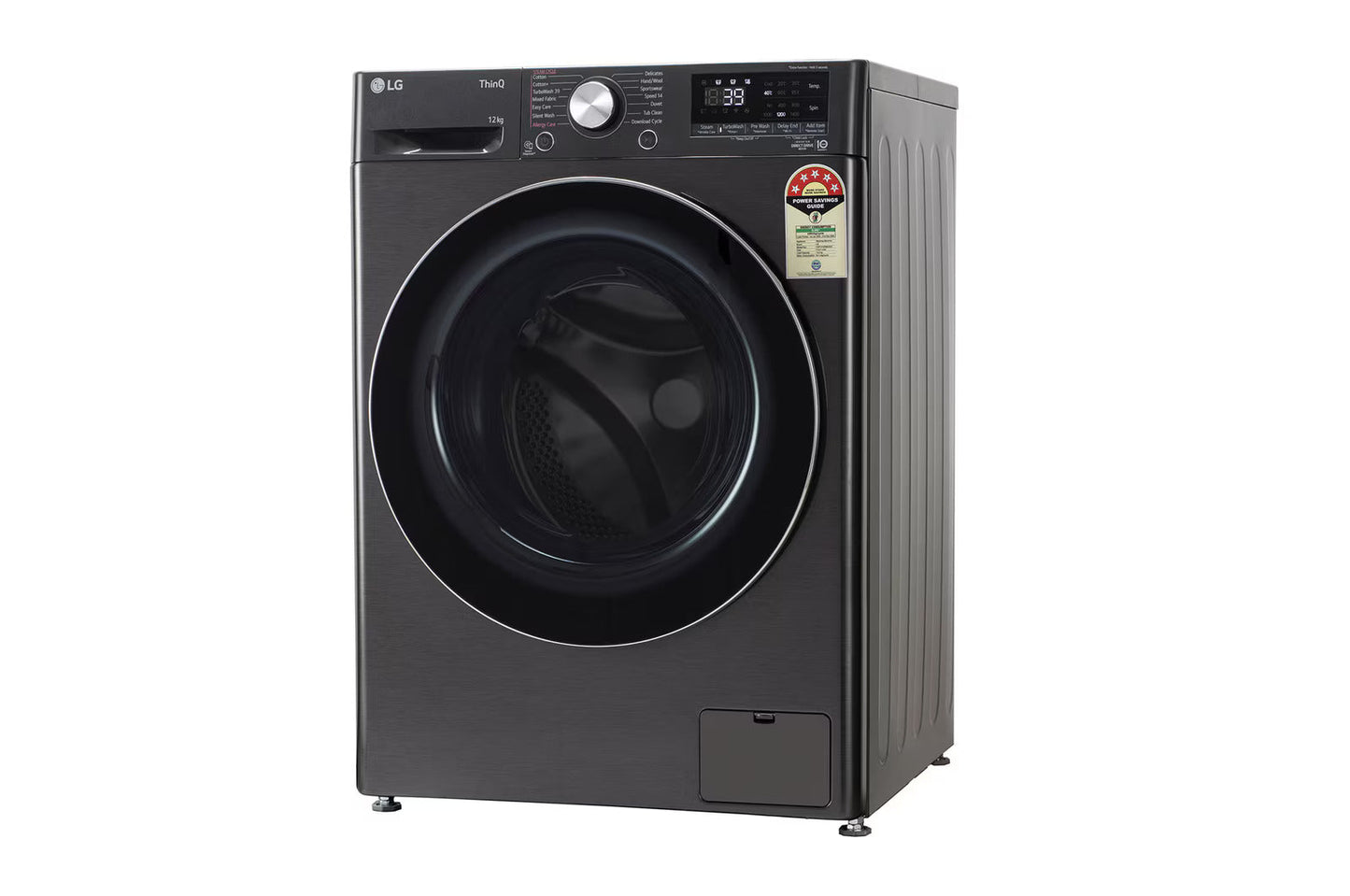 LG FHP1412Z9B 12 Kg 5 Star AI Direct Drive Front Load Washing Machine with TurboWash 360° & Steam+ – Platinum Black