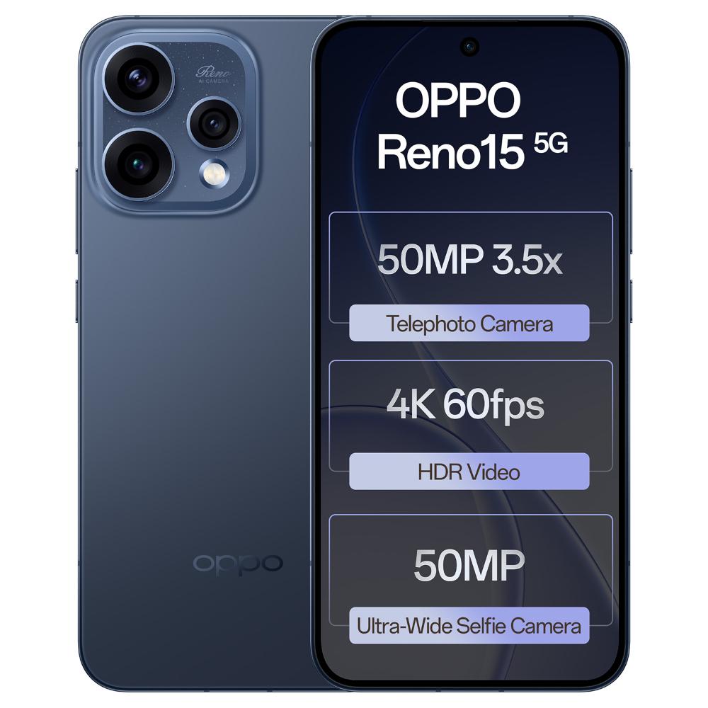 Oppo Reno15 5G 512 GB, 12 GB RAM, Twilight Blue, Mobile Phone