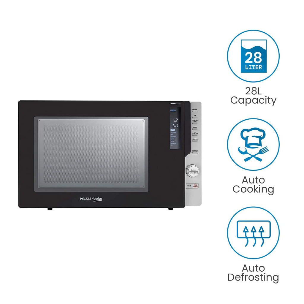 Voltas Beko MC28BD 28L Convection Microwave Oven (Black, Auto Cook, Active Defrost, 5 Power Levels, Digital Display)