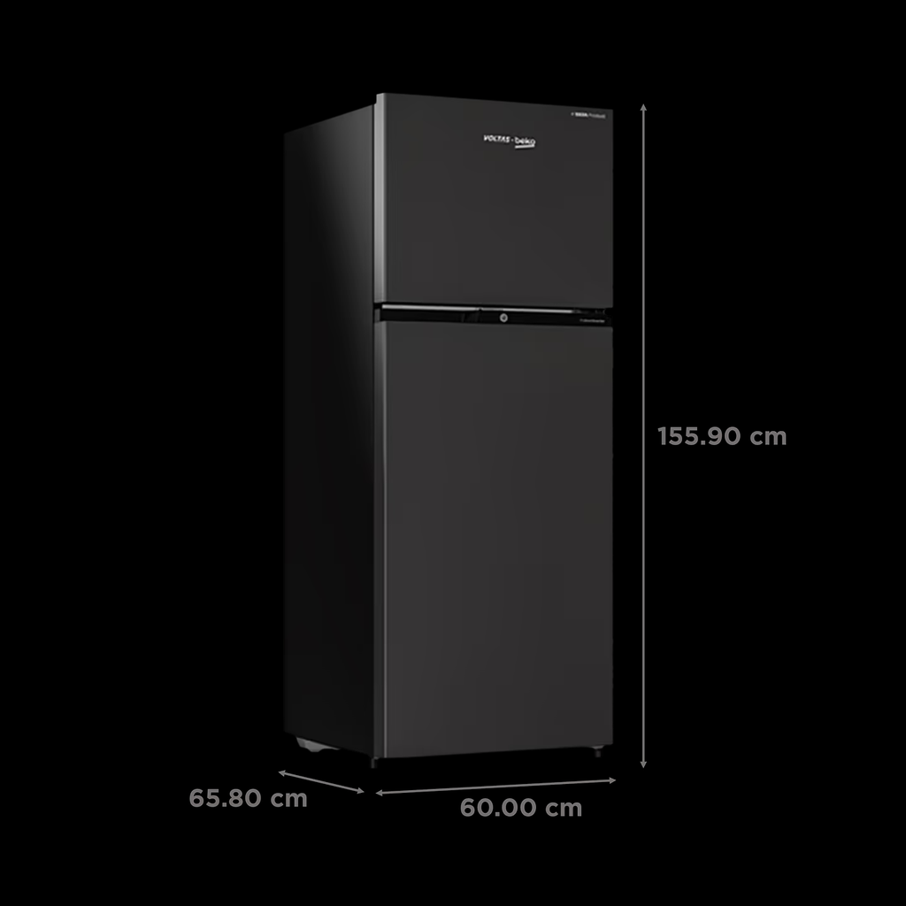 Voltas Beko RFF295D/W0XBR 250L 2 Star Frost Free Double Door Refrigerator | Wooden Black | Inverter Compressor, NeoFrost Dual Cooling, StoreFresh+