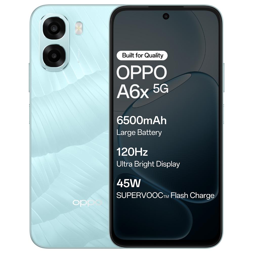 Oppo A6x 5G 128 GB, 6 GB RAM, Ice Blue, Mobile Phone