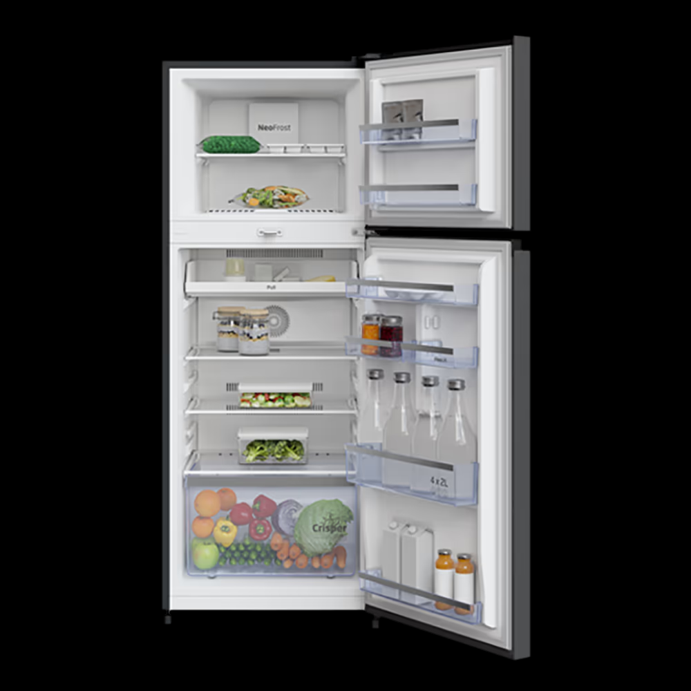 Voltas Beko RFF295D/W0XBR 250L 2 Star Frost Free Double Door Refrigerator | Wooden Black | Inverter Compressor, NeoFrost Dual Cooling, StoreFresh+