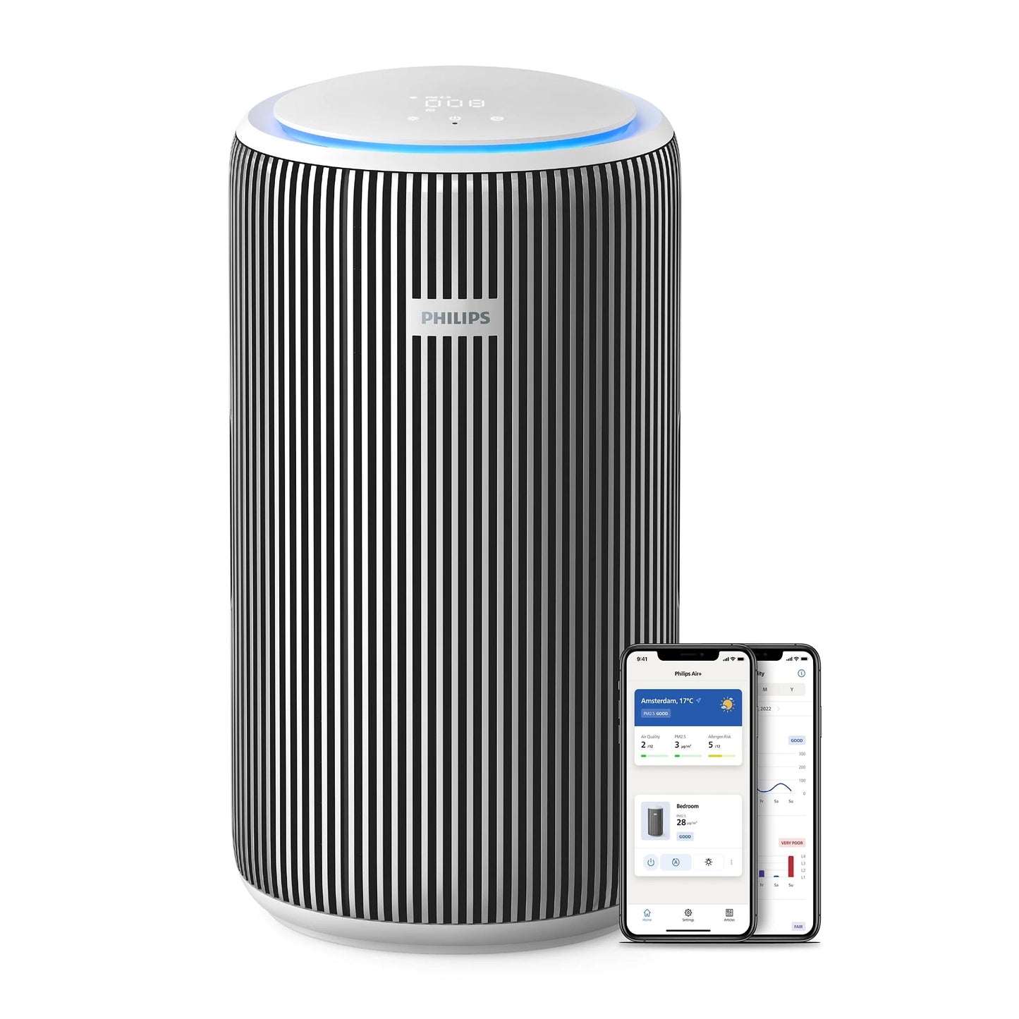 Philips AC3220/60 Smart Air Purifier for Large Rooms up to 135 m² with HEPA Filter, 520 CADR, WiFi App Control & Silent Operation