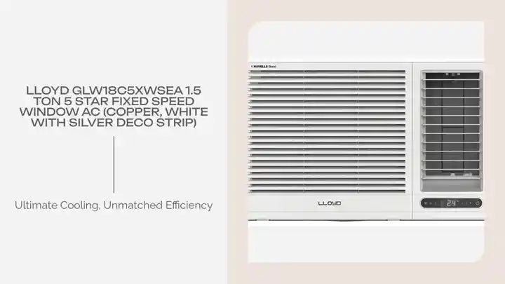 Lloyd GLW18C5XWSEA 1.5 Ton 5 Star Fixed Speed Window AC (Copper, White with Silver Deco Strip)