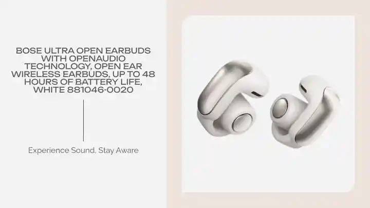Bose Ultra Open Earbuds with OpenAudio Technology, Open Ear Wireless Earbuds, Up to 48 Hours of Battery Life, White 881046-0020
