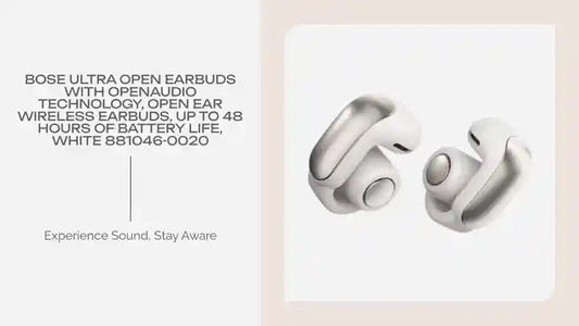 Bose Ultra Open Earbuds with OpenAudio Technology, Open Ear Wireless Earbuds, Up to 48 Hours of Battery Life, White 881046-0020