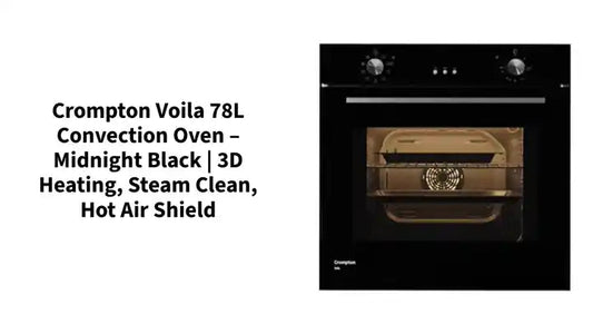 Crompton Voila BIO-VOCONPRO 78L Convection Oven – Midnight Black | 3D Heating, Steam Clean, Hot Air Shield