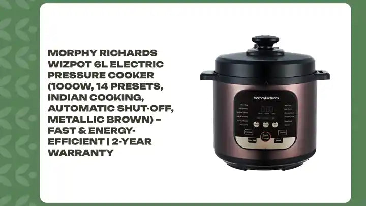 Morphy Richards WizPot 6L Electric Pressure Cooker (1000W, 14 Presets, Indian Cooking, Automatic Shut-Off, Metallic Brown) – Fast & Energy-Efficient | 2-Year Warranty