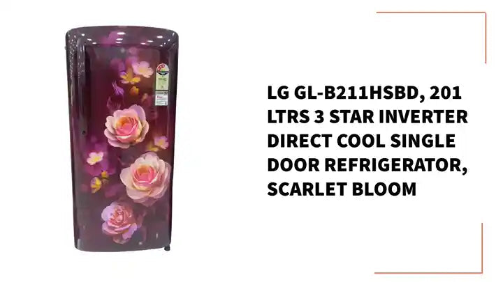 LG GL-B211HSBD, 201 Ltrs 3 Star Inverter Direct Cool Single Door Refrigerator,  Scarlet Bloom