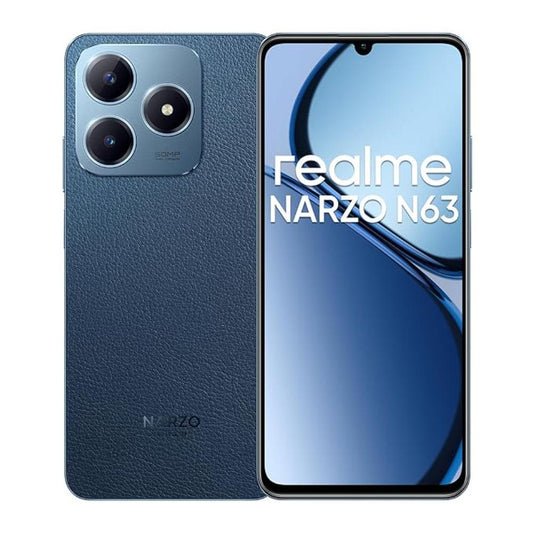 Realme Narzo N63 128 GB, 4 GB RAM, Leather Blue, Mobile Phone