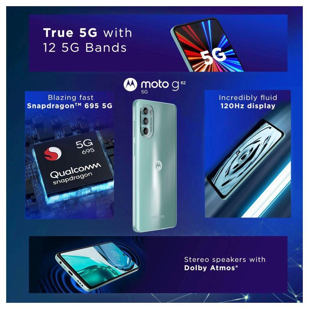 Motorola G62 5G 128 GB, 6 GB RAM, Frosted Blue, Mobile Phone