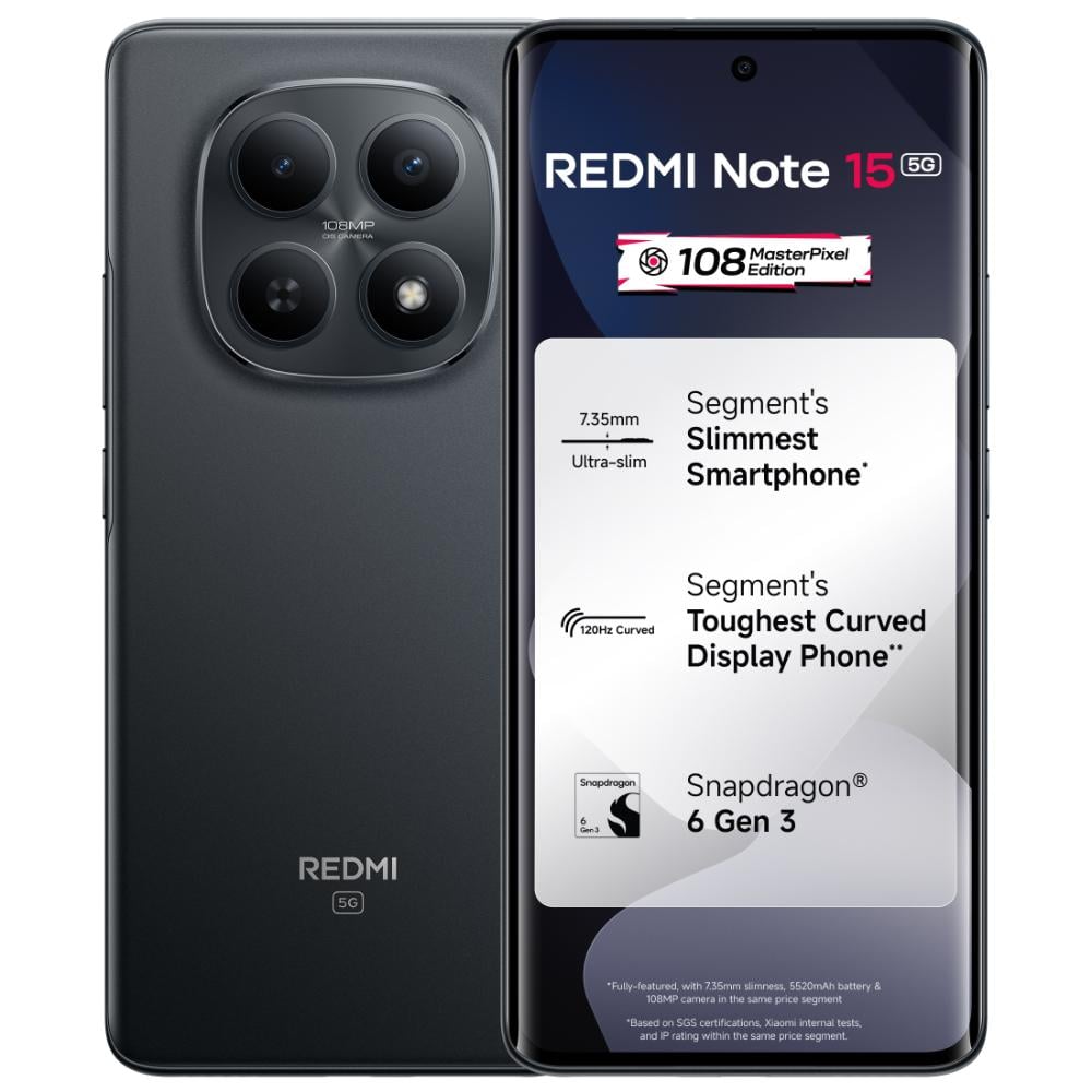 Redmi Note 15 5G 256 GB, 8 GB RAM, Black, Mobile Phone