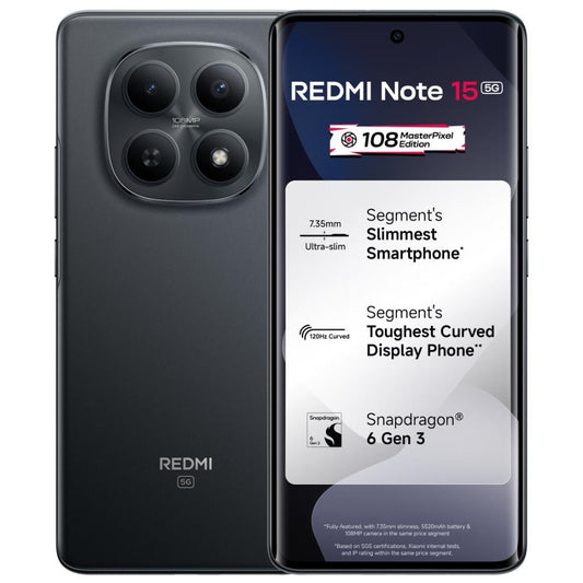 Redmi Note 15 5G 256 GB, 8 GB RAM, Black, Mobile Phone